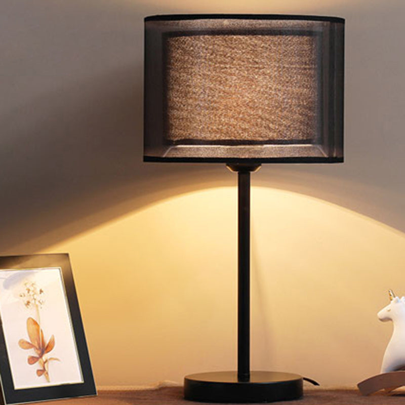 Minimalist Single-Bulb Table Lamp With Drum Shade Stylish Fabric Lighting For Living Room Nightstand