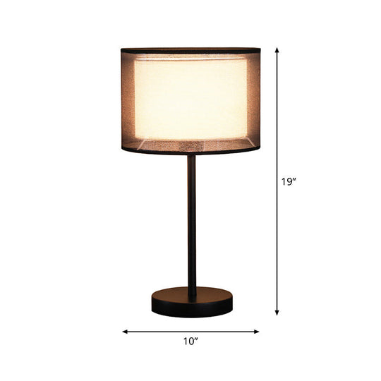 Minimalist Single-Bulb Table Lamp With Drum Shade Stylish Fabric Lighting For Living Room Nightstand