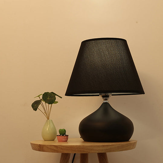 Modern Tapered Drum Table Lamp - Fabric Shade Single Nightstand Lighting