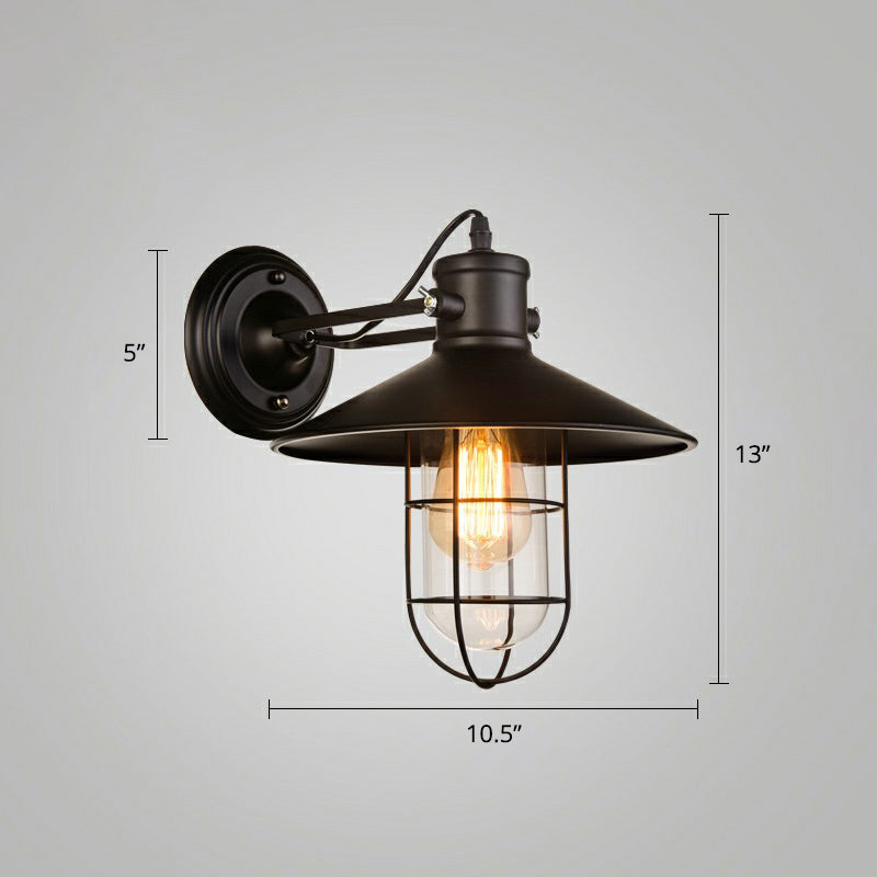 Black Shaded Glass Wall Lamp: Simplicity In Single Restaurant Lighting Fixture / A