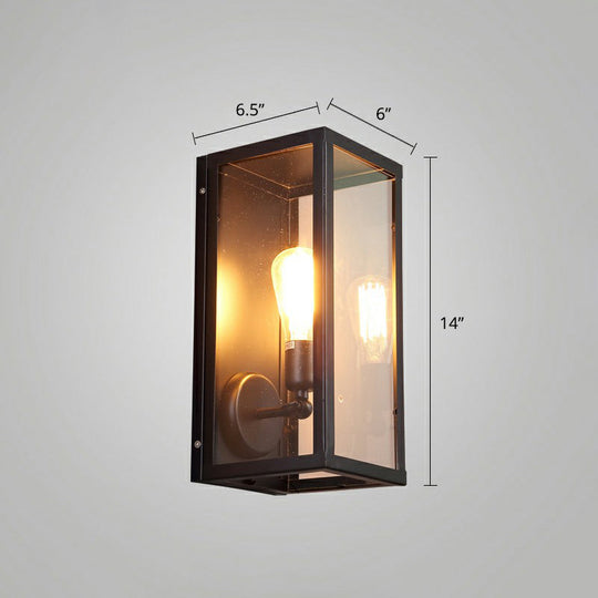 Black Shaded Glass Wall Lamp: Simplicity In Single Restaurant Lighting Fixture / C