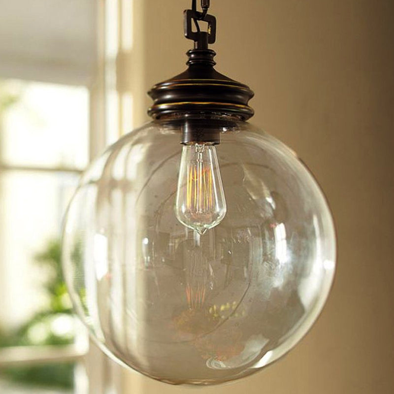 Simplicity Pendant Light: Clear Glass Sphere Hanging Light Fixture Ideal For Restaurants Single Bulb