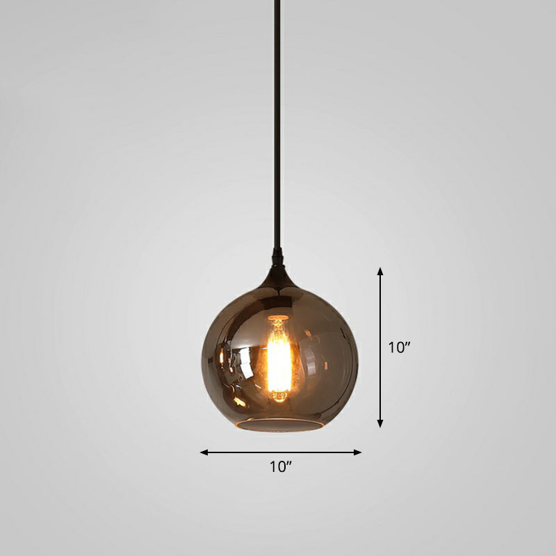 Smoke Gray Glass Pendant Lighting Fixture - Simplicity Shaded Hanging Light (1 Bulb) / B