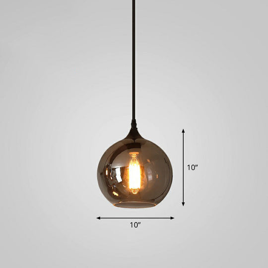 Smoke Gray Glass Pendant Lighting Fixture - Simplicity Shaded Hanging Light (1 Bulb) / B