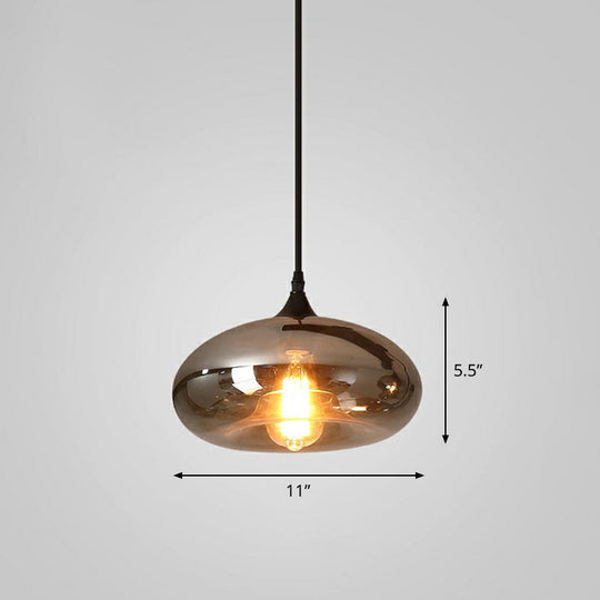Smoke Gray Glass Pendant Lighting Fixture - Simplicity Shaded Hanging Light (1 Bulb) / A
