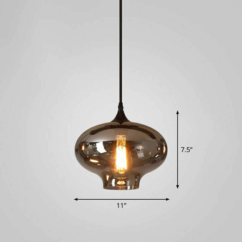 Smoke Gray Glass Pendant Lighting Fixture - Simplicity Shaded Hanging Light (1 Bulb) / C