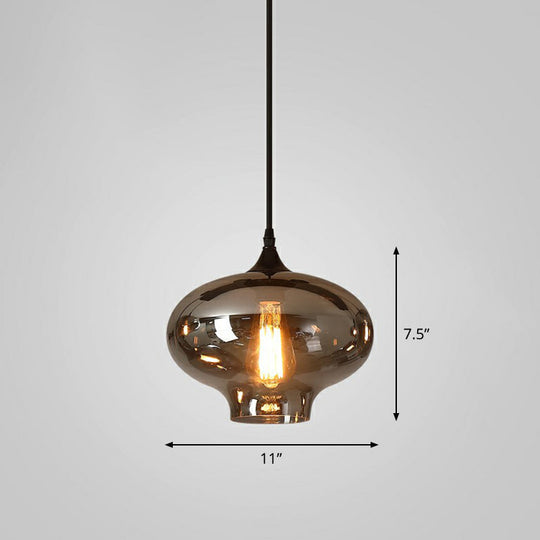 Smoke Gray Glass Pendant Lighting Fixture - Simplicity Shaded Hanging Light (1 Bulb) / C