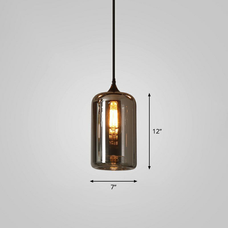 Smoke Gray Glass Pendant Lighting Fixture - Simplicity Shaded Hanging Light (1 Bulb) / D