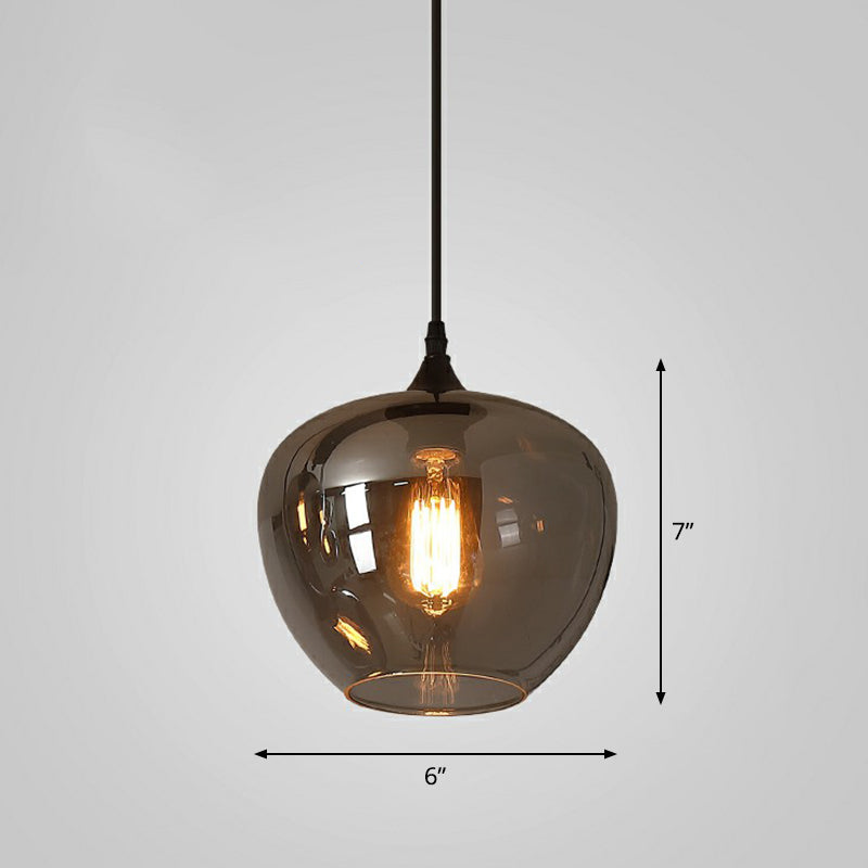 Smoke Gray Glass Pendant Lighting Fixture - Simplicity Shaded Hanging Light (1 Bulb) / E