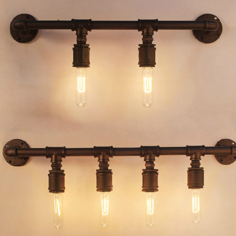 Steampunk Rustic Wall Mounted Lamp With Linear Design And Iron Finish For Restaurants 2 / Rust