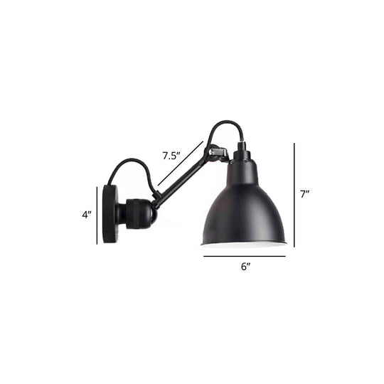 Adjustable Arm Loft Style Metal Wall Mount Reading Light With Shaded Head Black / E