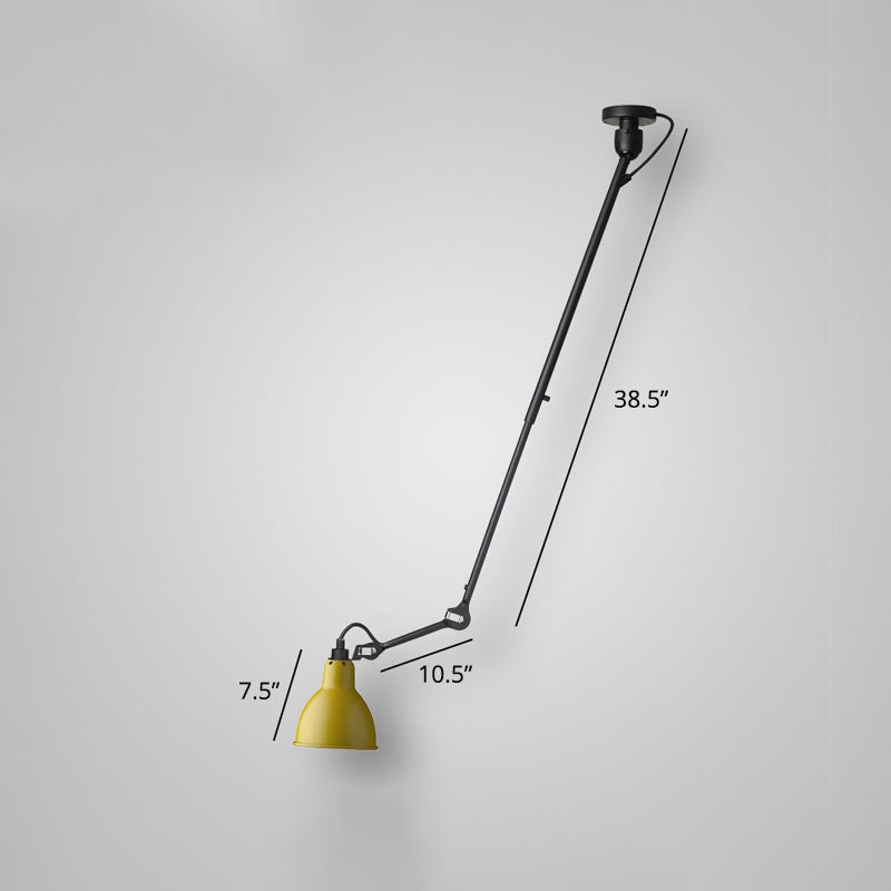 Adjustable Arm Loft Style Metal Wall Mount Reading Light With Shaded Head Yellow / F
