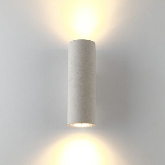 Nordic Terrazzo Shade Up/Down Wall Sconce With 2-Bulb Cylindrical Lamp For Stairs