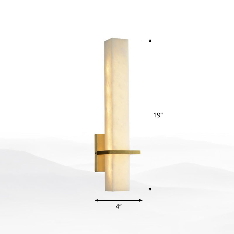 Minimalistic Marble Wall Sconce - White Led Light For Aisle Mounted