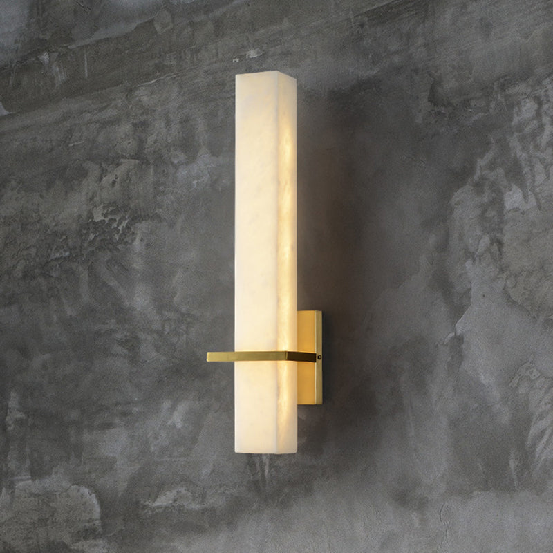 Minimalistic Marble Wall Sconce - White Led Light For Aisle Mounted