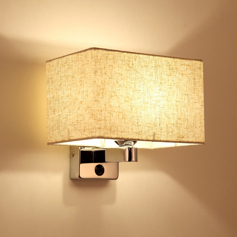 Flaxen Rectangular Shade Wall Lamp - Simple Style For Living Room Lighting