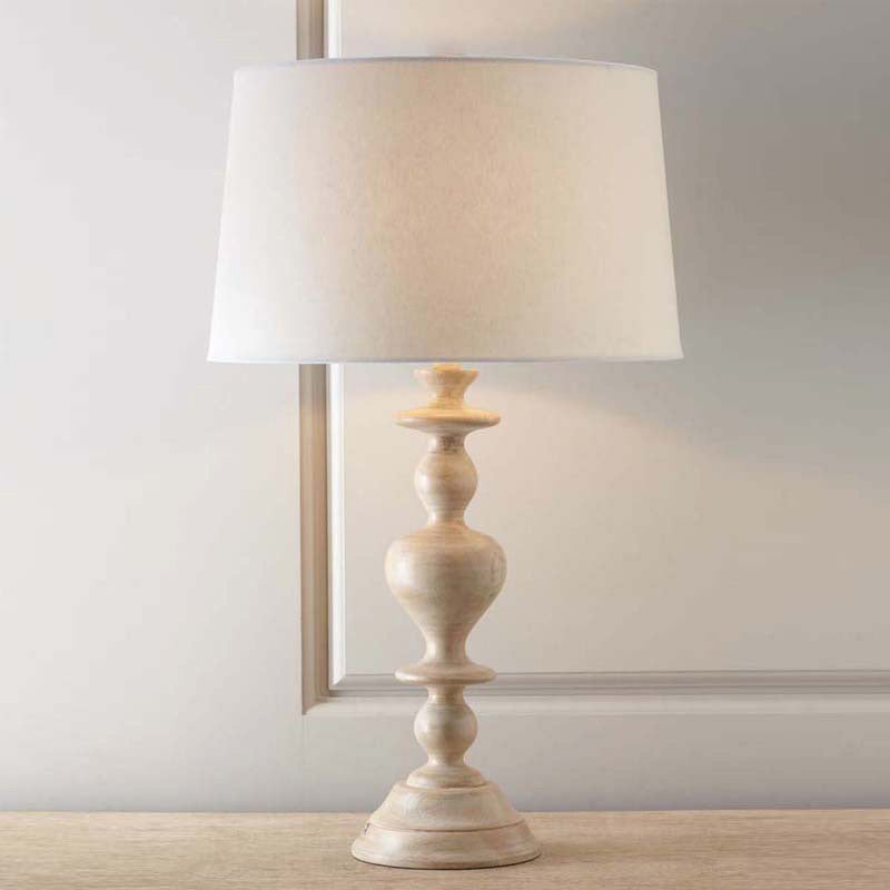Tapered Fabric Table Lamp: Sleek Baluster Base Perfect For Bedroom Nightstands White