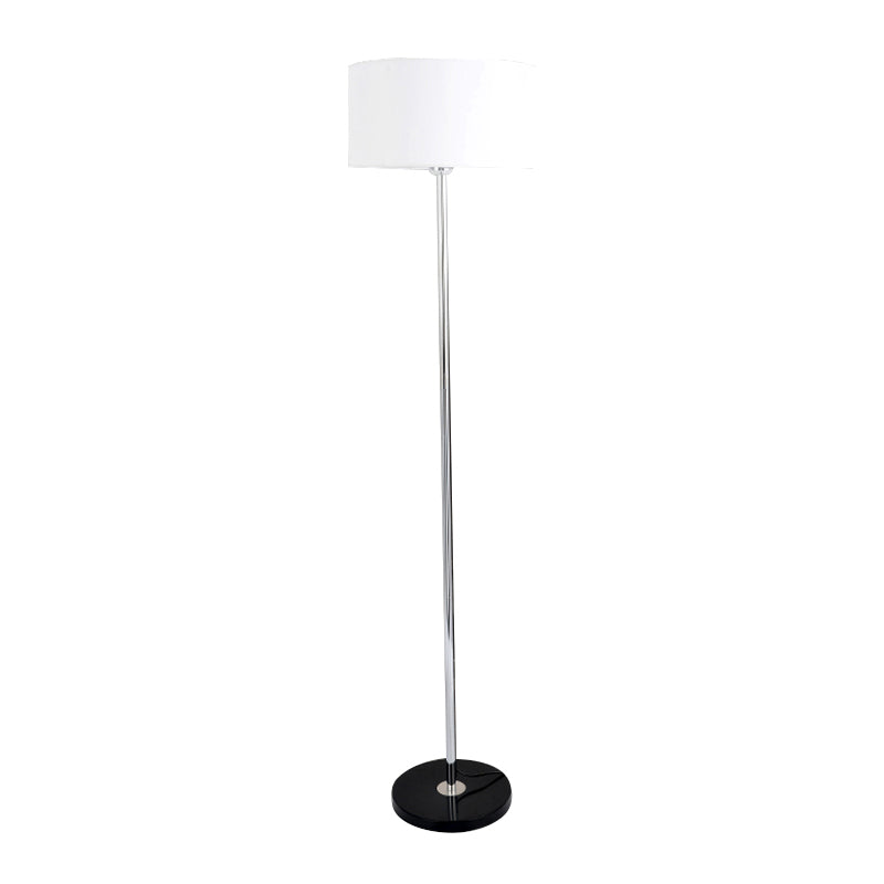 Contemporary Fabric Single-Bulb Floor Lamp With Drum Shade For Living Room Lighting White
