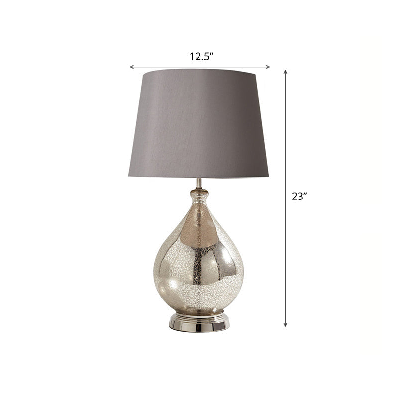 Contemporary Single-Bulb Fabric Empire Shade Table Light For Living Room Grey