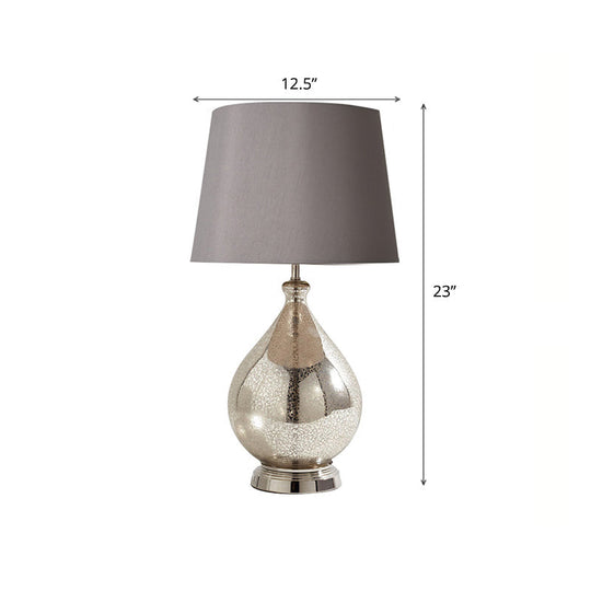 Contemporary Single-Bulb Fabric Empire Shade Table Light For Living Room Grey