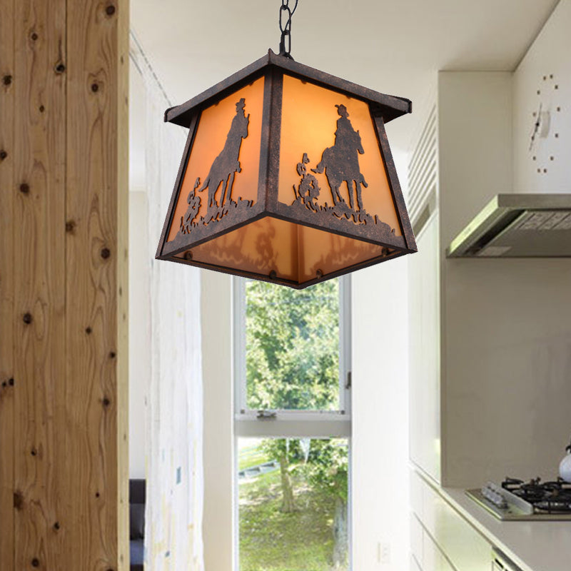 Rustic Countryside House Pendant Light Fixture 1 Metal Hanging Lamp Rust