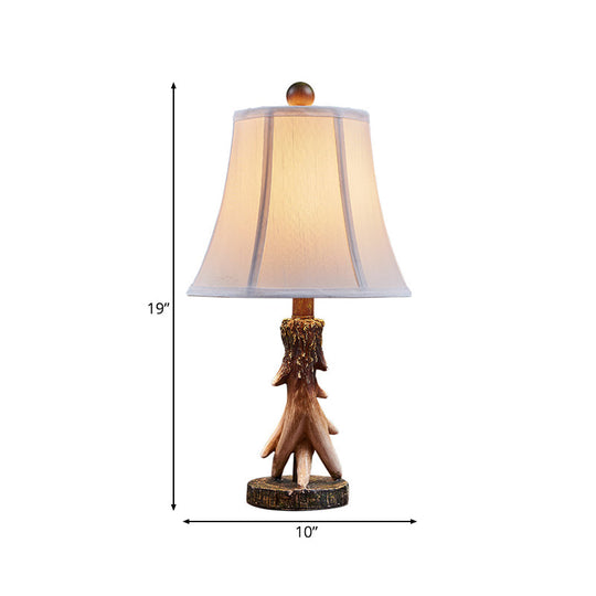 Traditional Bell Fabric Reading Lamp White Wood Base Ideal For Bedroom