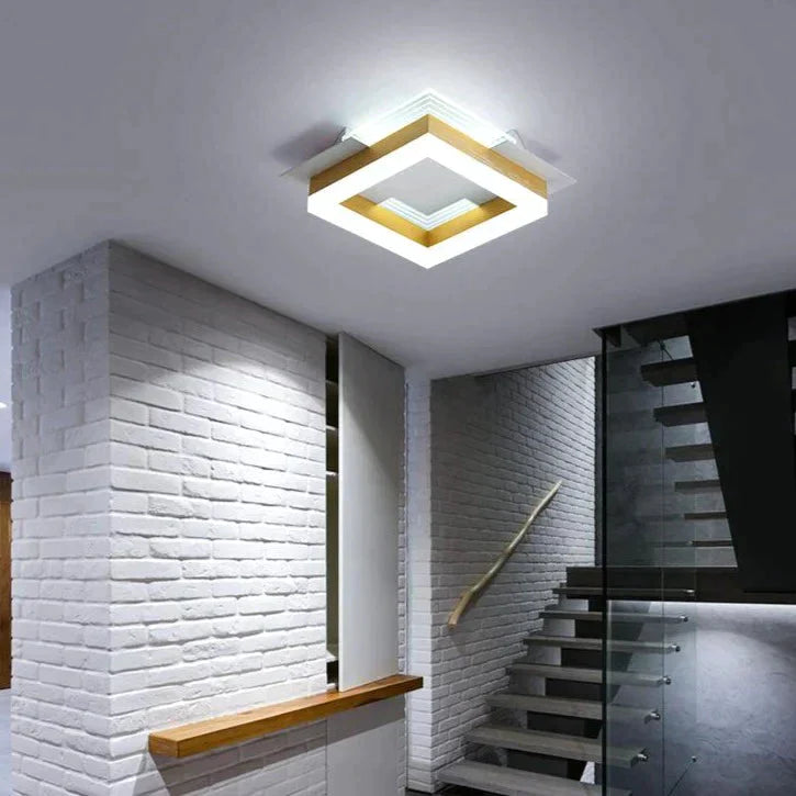 Simple Personality Corridor Cloakroom Ceiling Lamp Square-26Cm / White Light