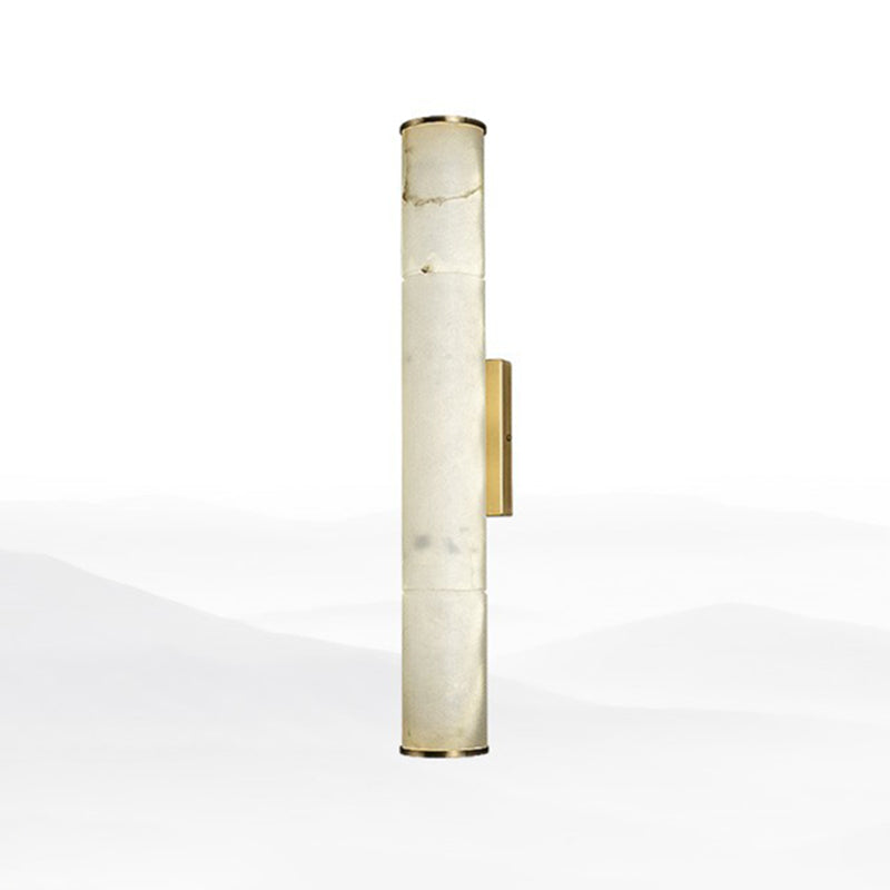 Sleek Marble Tube Led Sconce Light: Simplicity White & Brass Wall Lamp For Living Room / 16