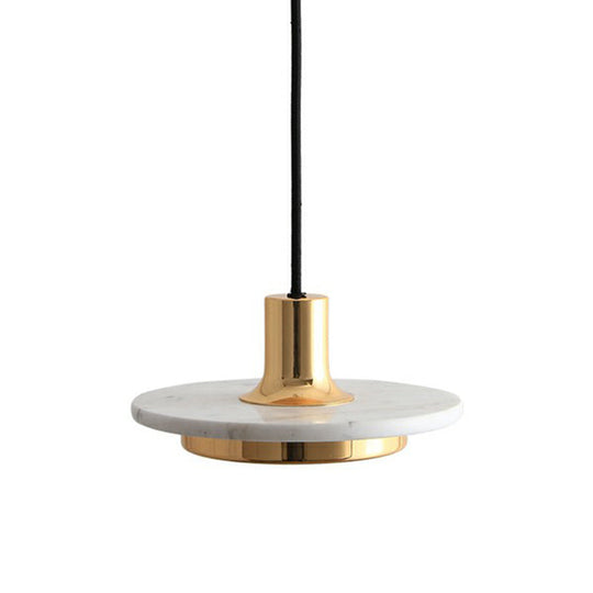 Modern Led Hanging Pendant Lamp With Marble Design- Ideal For Restaurants - 1 Bulb White