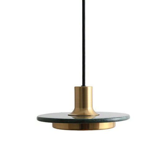 Modern Led Hanging Pendant Lamp With Marble Design- Ideal For Restaurants - 1 Bulb Green