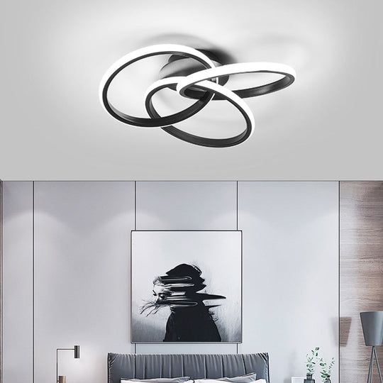 Minimalist Led Ring Flush Mount Ceiling Light For Bedrooms With Interlocking Acrylic Design