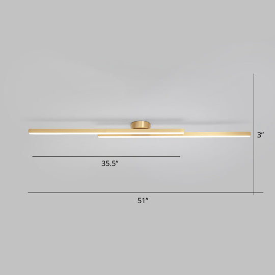 Sleek Aluminum Line Art Semi Mount Led Ceiling Light - Minimalist Metal Flush Fixture For Bedroom 2