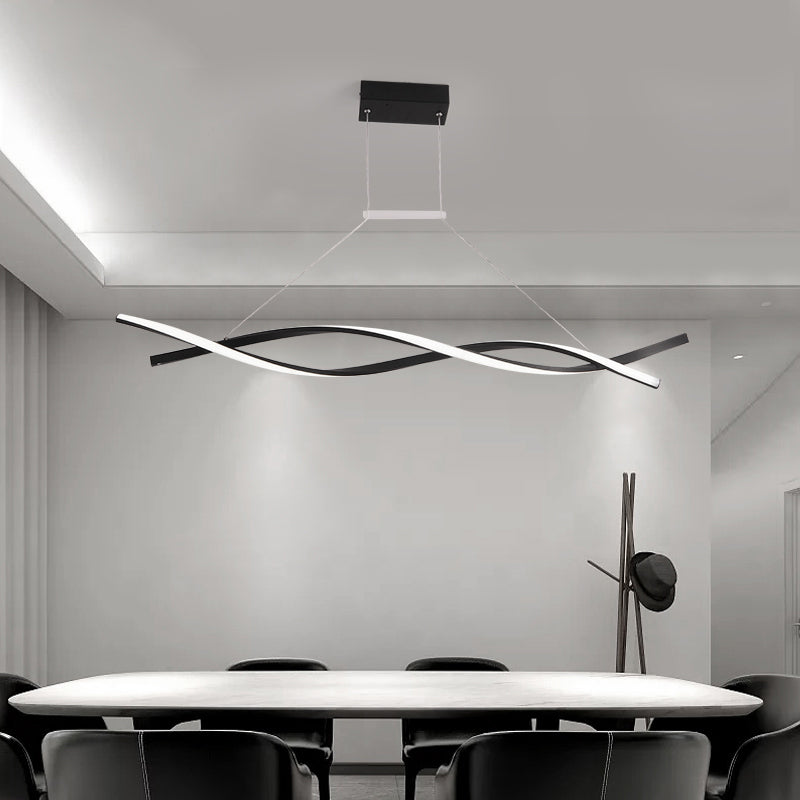 Modern Black Twist Led Pendant Light With Aluminum Chandelier Design - Perfect For Restaurants /