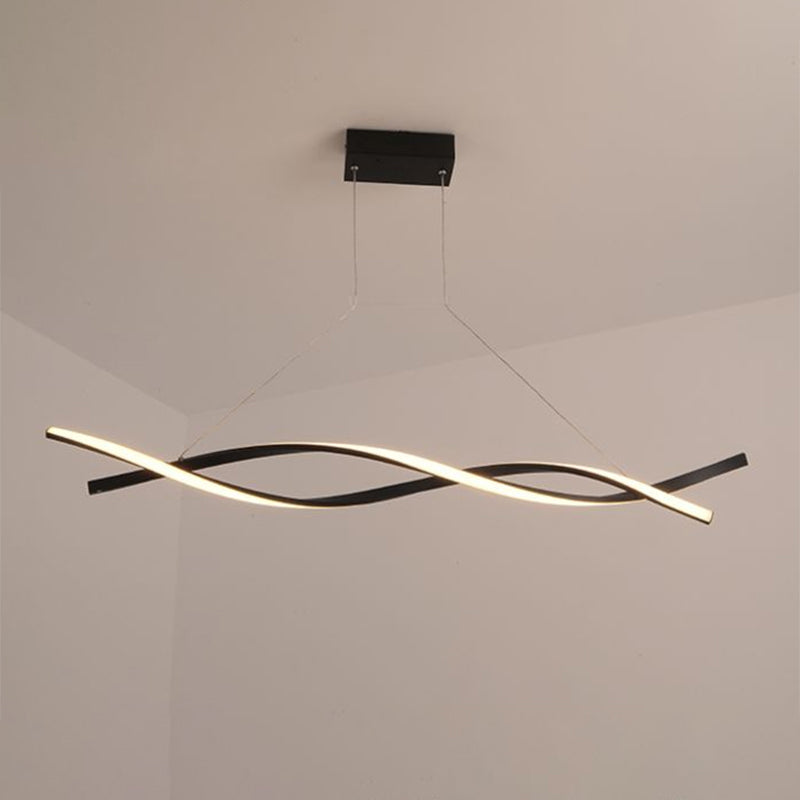 Modern Black Twist Led Pendant Light With Aluminum Chandelier Design - Perfect For Restaurants /