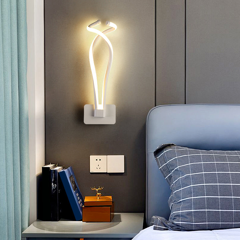 Art Deco Twisting Led Wall Sconce: Metal Edition For Bedroom Lighting