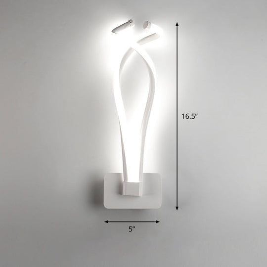 Art Deco Twisting Led Wall Sconce: Metal Edition For Bedroom Lighting White /