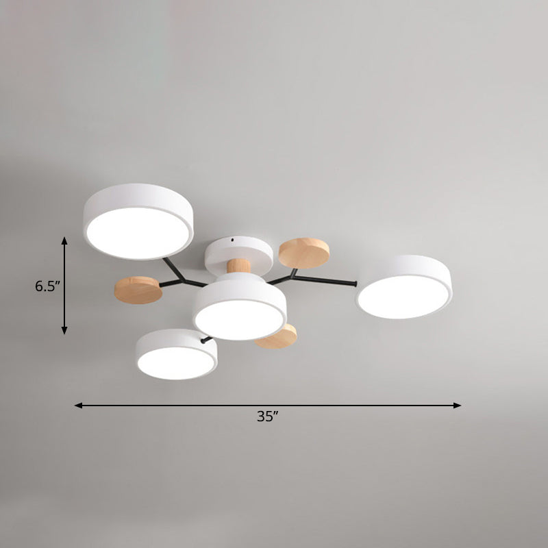 Metal Flush Nordic Led Ceiling Light With Tree Branch Design - Ideal For Bedroom 4 / White
