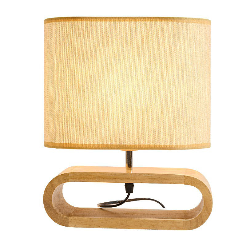 Nordic 1-Light White Table Lamp With Wood Pedestal For Bedroom