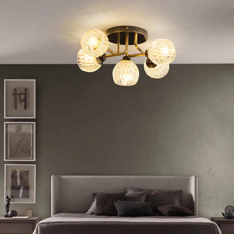 Warm All-copper Master Bedroom Ceiling Lamp