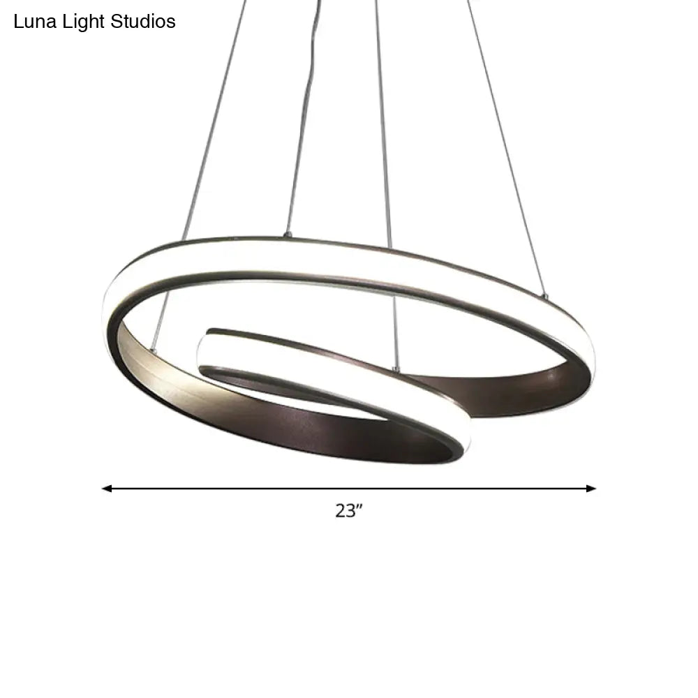 23/31.5 Wide Loop Ceiling Light Fixture - Modern Acrylic Led Chandelier In Brown With Warm/White