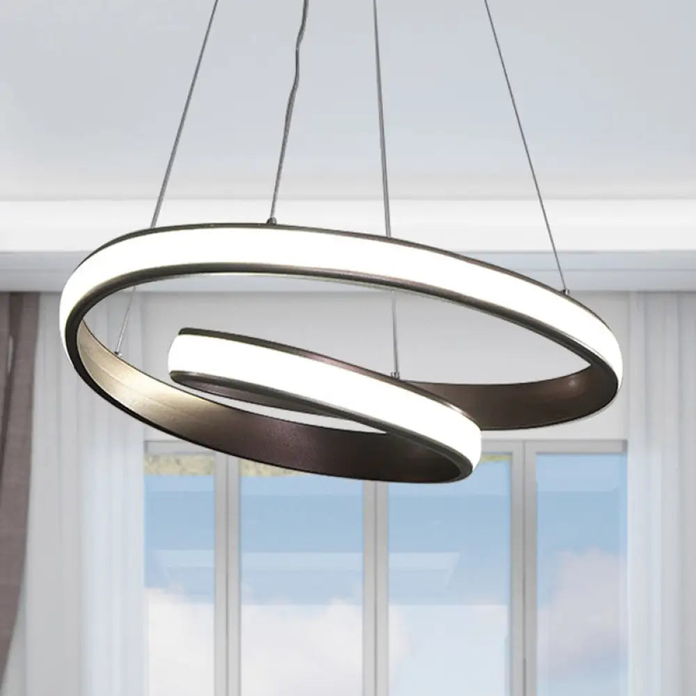 23/31.5 Wide Loop Ceiling Light Fixture - Modern Acrylic Led Chandelier In Brown With Warm/White