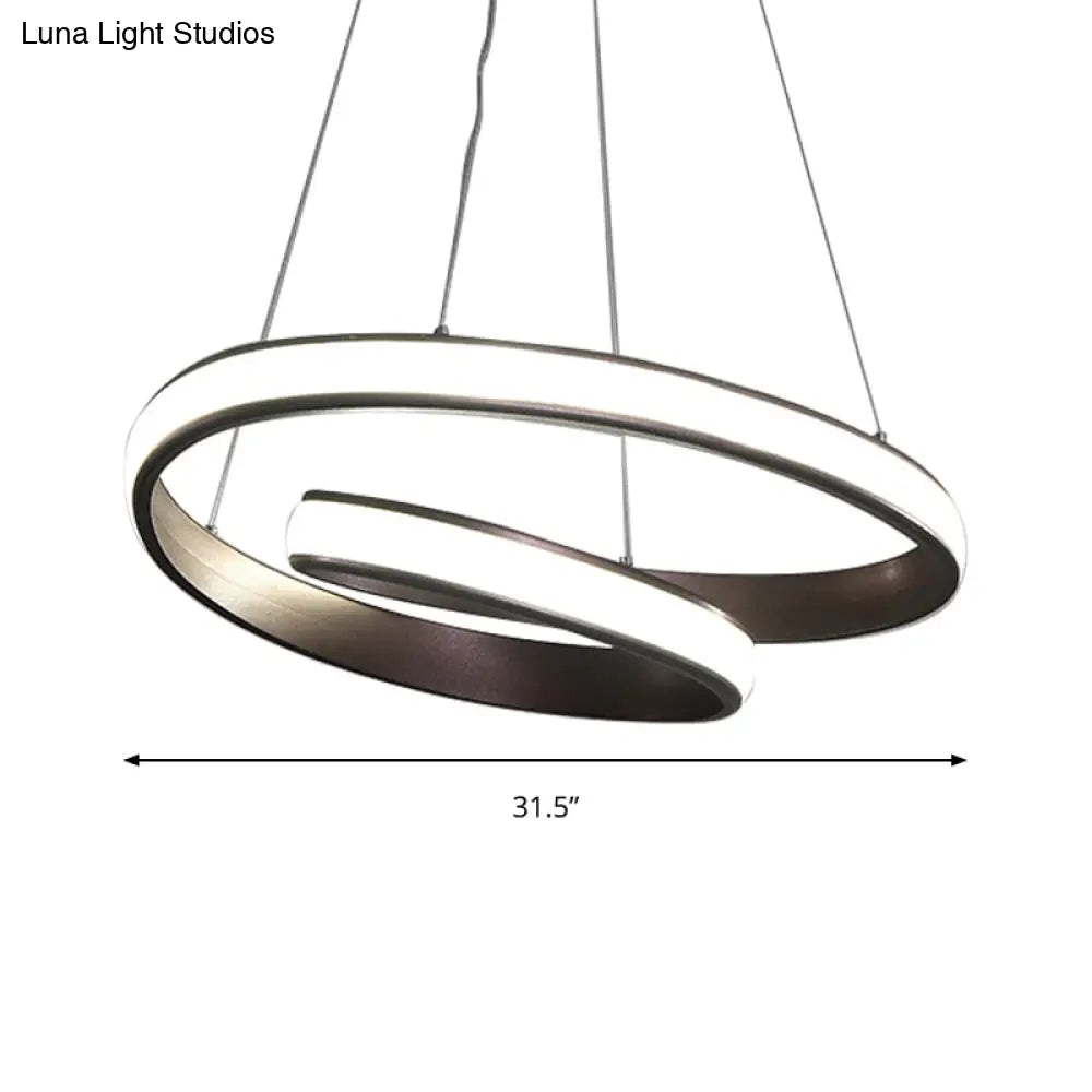 23/31.5 Wide Loop Ceiling Light Fixture - Modern Acrylic Led Chandelier In Brown With Warm/White