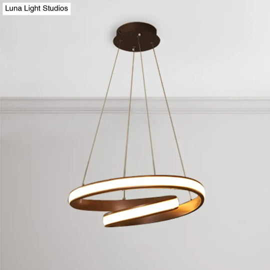 23/31.5 Wide Loop Ceiling Light Fixture - Modern Acrylic Led Chandelier In Brown With Warm/White