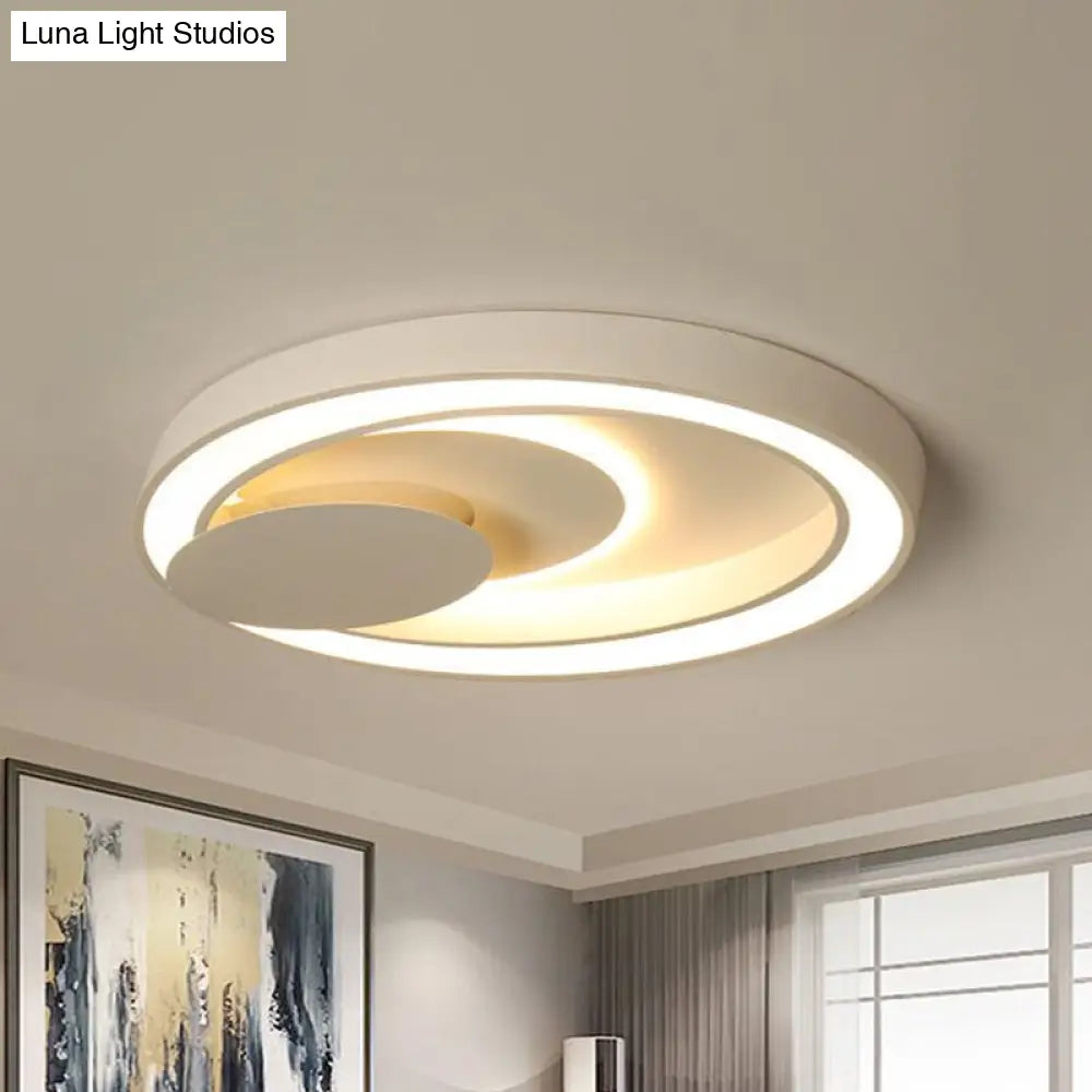 23-34.5 W White Oval Led Flush Ceiling Light For Bedroom - Simplicity Style Warm/White