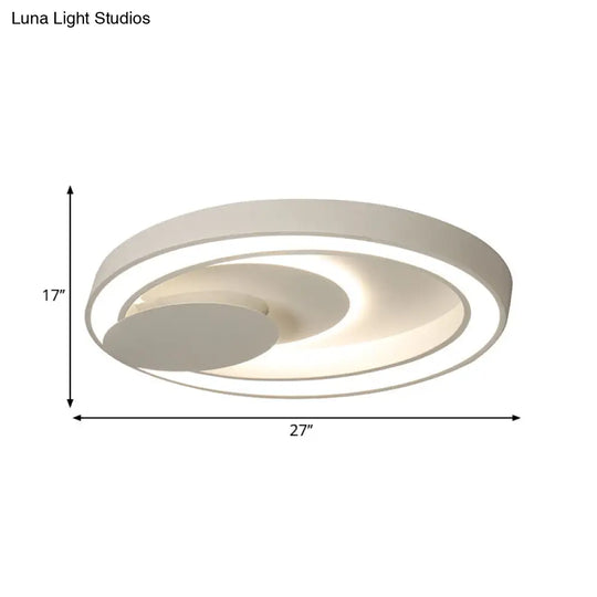 23-34.5 W White Oval Led Flush Ceiling Light For Bedroom - Simplicity Style Warm/White