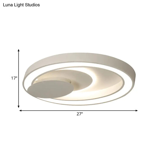 23-34.5’ W White Oval Led Flush Ceiling Light For Bedroom - Simplicity Style Warm/White