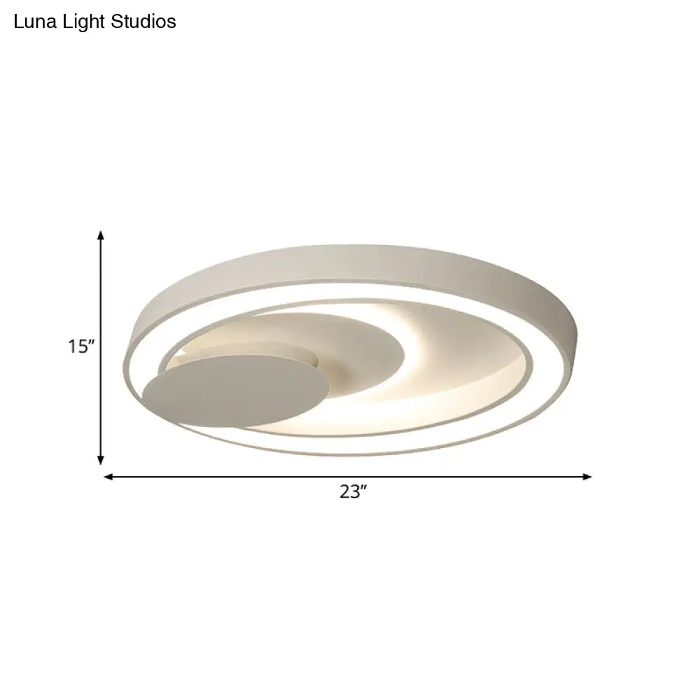 23-34.5’ W White Oval Led Flush Ceiling Light For Bedroom - Simplicity Style Warm/White