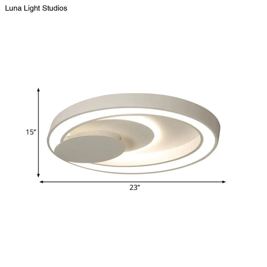 23-34.5’ W White Oval Led Flush Ceiling Light For Bedroom - Simplicity Style Warm/White