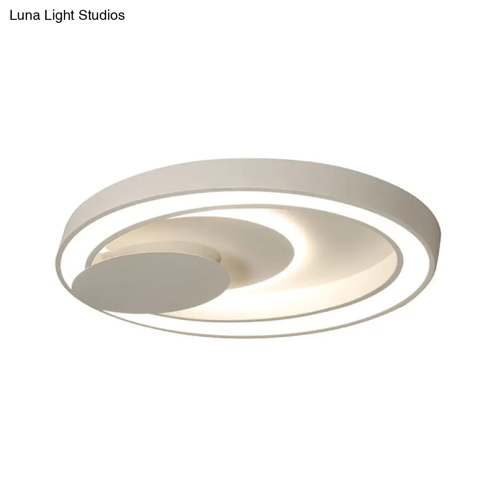 23-34.5’ W White Oval Led Flush Ceiling Light For Bedroom - Simplicity Style Warm/White