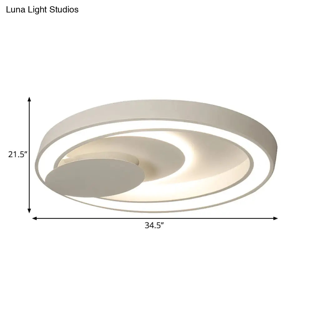 23-34.5’ W White Oval Led Flush Ceiling Light For Bedroom - Simplicity Style Warm/White